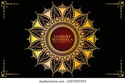 Luxury ornamental mandala art background with golden arabesque patterns, element for invitation, meditation poster, yoga, wedding, book cover, cover page, luxury mandala art illustration vector art