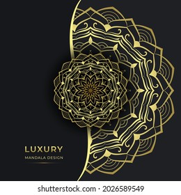 Luxury Ornamental Mandala Background With Arabic Islamic Pattern Style, Gold Color Premium Vector.