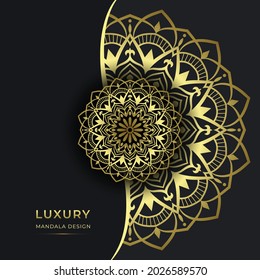 Luxury Ornamental Mandala Background With Arabic Islamic Pattern Style, Gold Color Premium Vector.