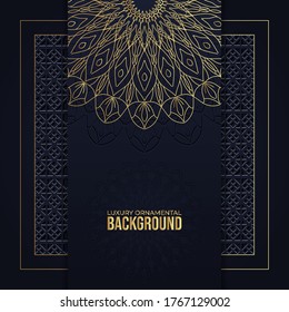 luxury ornamental mandala background in dark blue color