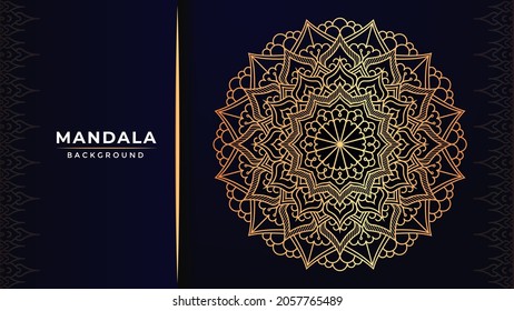 Luxury ornamental mandala background design in gold color.