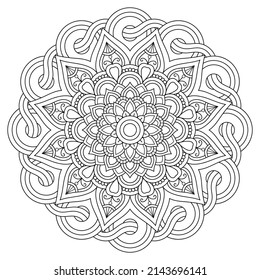 luxury Ornamental Mandala Background Design, tattoo, Islam, Arabic, Indian. Minimal floral pattern.Coloring book page.