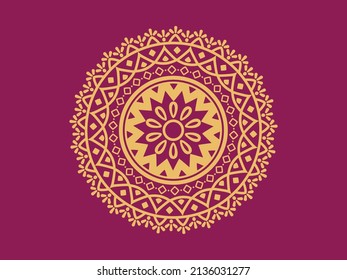 luxury ornamental mandala background design.Round gradient mandala isolated background. Vector boho mandala in luxury golden and pink colors. 
