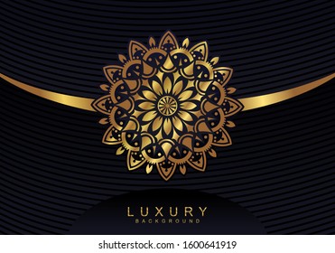 luxury ornamental mandala background . .gold color and pattern geometric