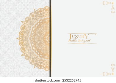 Plano de fundo de mandala ornamental de luxo com padrões arabescos dourados, elemento para convite, cartaz de meditação, ioga, casamento, capa do livro, folha de rosto, arte mandala de luxo ilustração arte vetorial