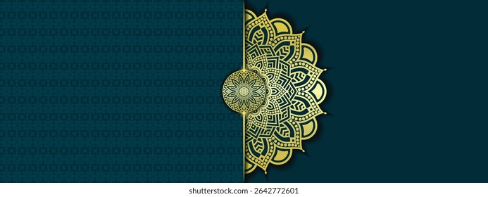 Luxury ornamental mandala background with golden arabesque patterns, element for invitation, meditation poster, yoga, wedding, book cover, cover page, luxury mandala art illustration vector art