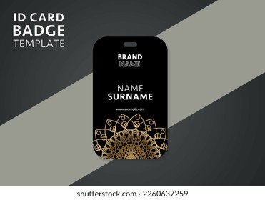 Luxury ornamental mandala badge design with golden arabesque pattern Arabic Islamic east style. Vector letter head template.