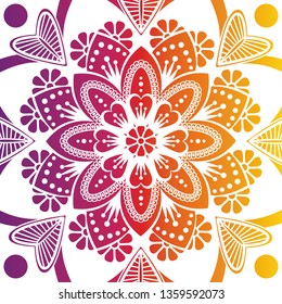 luxury ornamental mandala design background rainbow color, multicolored. Vector illustration