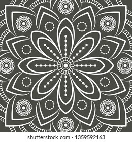 luxury ornamental mandala design background in black and white color. Vector illustration