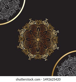 luxury ornamental mandala design background in gold color - Vector