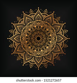 luxury ornamental mandala design background in gold color