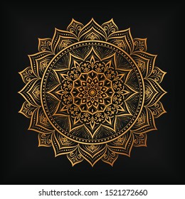 luxury ornamental mandala design background in gold color