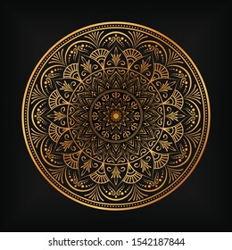 luxury ornamental mandala design background in gold color