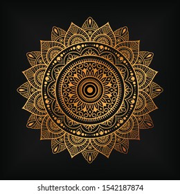 luxury ornamental mandala design background in gold color