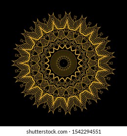 luxury ornamental mandala design background in gold color