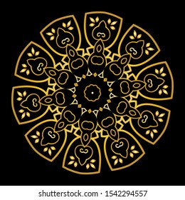 luxury ornamental mandala design background in gold color