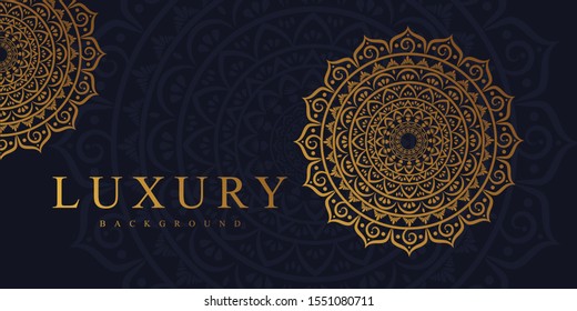 luxury ornamental mandala design background in gold color