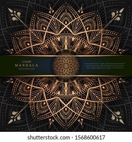 luxury ornamental mandala design background in gold color-vector logo/icon illustration