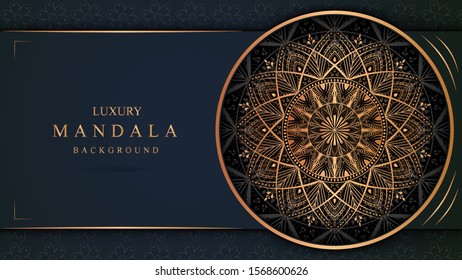 luxury ornamental mandala design background in gold color-vector logo/icon illustration