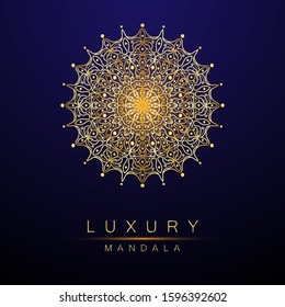 luxury ornamental mandala design background in gold color. Vector illustration concept for background, party invitation card, website banner, social media banner, marketing material. EPS 10.