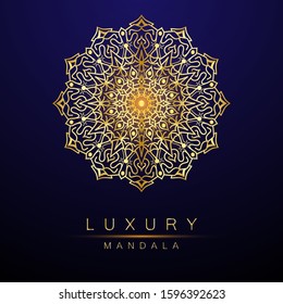 luxury ornamental mandala design background in gold color. Vector illustration concept for background, party invitation card, website banner, social media banner, marketing material. EPS 10.