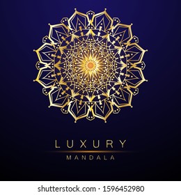 luxury ornamental mandala design background in gold color. Vector illustration concept for background, party invitation card, website banner, social media banner, marketing material. EPS 10.