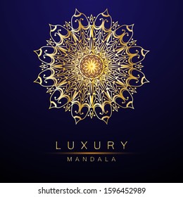 luxury ornamental mandala design background in gold color. Vector illustration concept for background, party invitation card, website banner, social media banner, marketing material. EPS 10.
