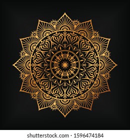 luxury ornamental mandala design background in gold color