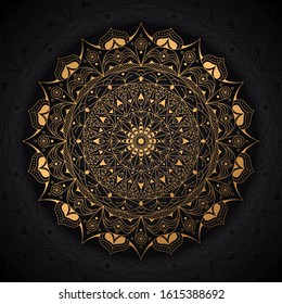 luxury ornamental mandala design background in gold color