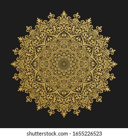 luxury ornamental mandala design background in gold color,Circular Vector Pattern, mandala can use for Henna, Mehndi,Islamic, decoration. Decorative ornament in ethnic oriental style. 