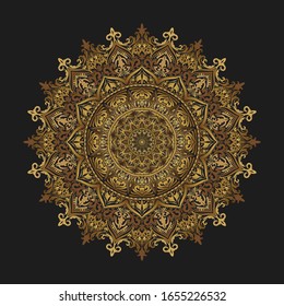 luxury ornamental mandala design background in gold color,Circular Vector Pattern, mandala can use for Henna, Mehndi,Islamic, decoration. Decorative ornament in ethnic oriental style. 