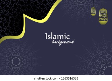 luxury ornamental mandala design background in gold color with lantern. ornament elegant invitation wedding card , invite ,Arabesque Pattern, Islamic, backdrop cover banner illustration vector design