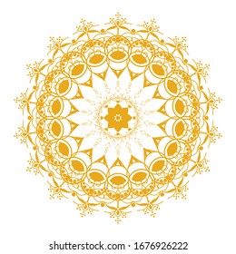 Luxury ornamental mandala design background in gold color isolated white background. Luxury flower decoration Ramadan background.