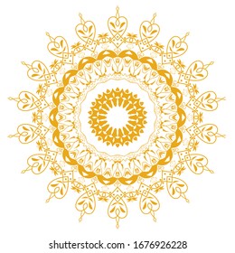 Luxury ornamental mandala design background in gold color isolated white background. Luxury flower decoration Ramadan background.