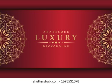 Luxury ornamental mandala design background  with golden arabesque pattern arabic islamic east style