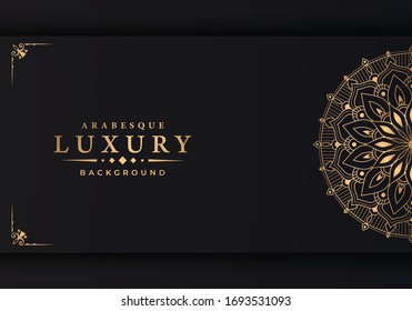 Luxury ornamental mandala design background  with golden arabesque pattern arabic islamic east style