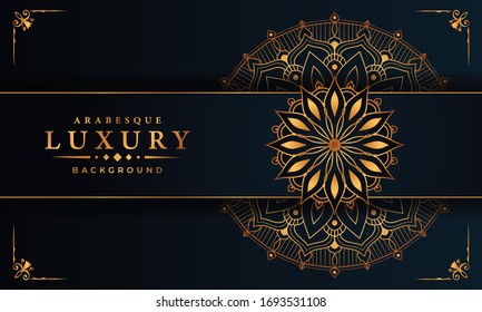 Luxury ornamental mandala design background  with golden arabesque pattern arabic islamic east style