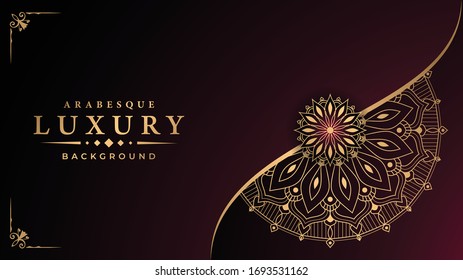 Luxury ornamental mandala design background  with golden arabesque pattern arabic islamic east style
