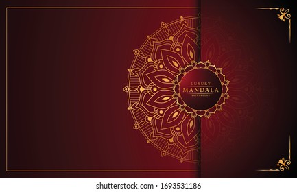 Luxury ornamental mandala design background  with golden arabesque pattern arabic islamic east style