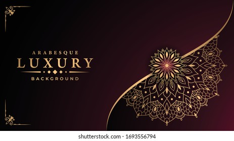 
Luxury ornamental mandala design background  with golden
 arabesque pattern arabic islamic east style
