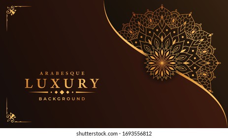 
Luxury ornamental mandala design background  with golden
 arabesque pattern arabic islamic east style