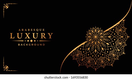
Luxury ornamental mandala design background  with golden
 arabesque pattern arabic islamic east style