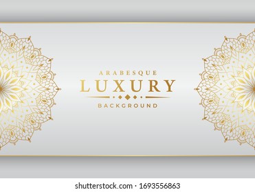 
Luxury ornamental mandala design background  with golden
 arabesque pattern arabic islamic east style