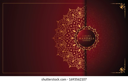 luxury ornamental mandala design background in gold color.