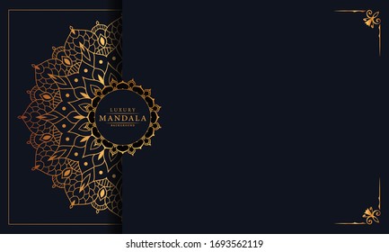 luxury ornamental mandala design background in gold color.
