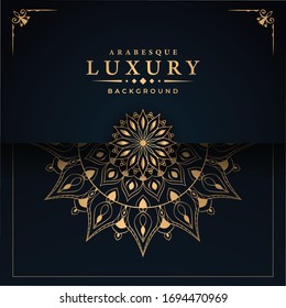 Luxury ornamental mandala design background  with golden 
arabesque pattern arabic islamic east style.  ornament elegant
 invitation wedding card , invite , backdrop cover banner illustration 