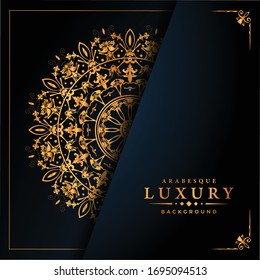 Luxury ornamental mandala design background  with golden 
arabesque pattern arabic islamic east style
