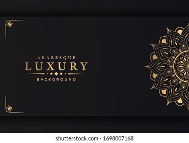 Luxury ornamental mandala design background  with golden 
arabesque pattern arabic islamic east style. ornament elegant invitation wedding card, invite, backdrop cover banner illustration 