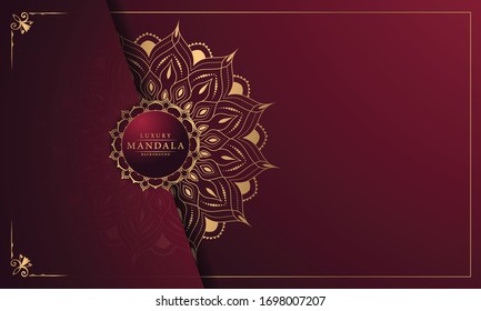 Luxury ornamental mandala design background  with golden 
arabesque pattern arabic islamic east style. ornament elegant invitation wedding card, invite, backdrop cover banner illustration