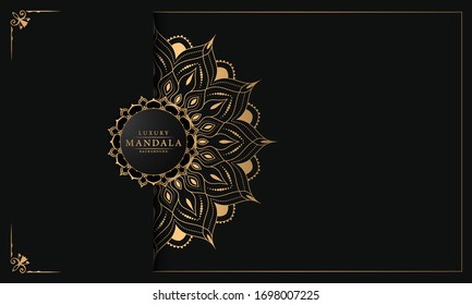 Luxury ornamental mandala design background  with golden 
arabesque pattern arabic islamic east style. ornament elegant invitation wedding card, invite, backdrop cover banner illustration 